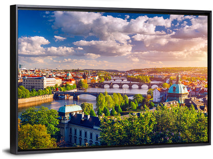 Prague Golden Hour Over Charles Bridge Wall Art