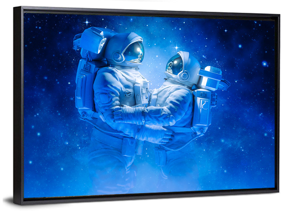 Astronaut Couple in Space Wall Art