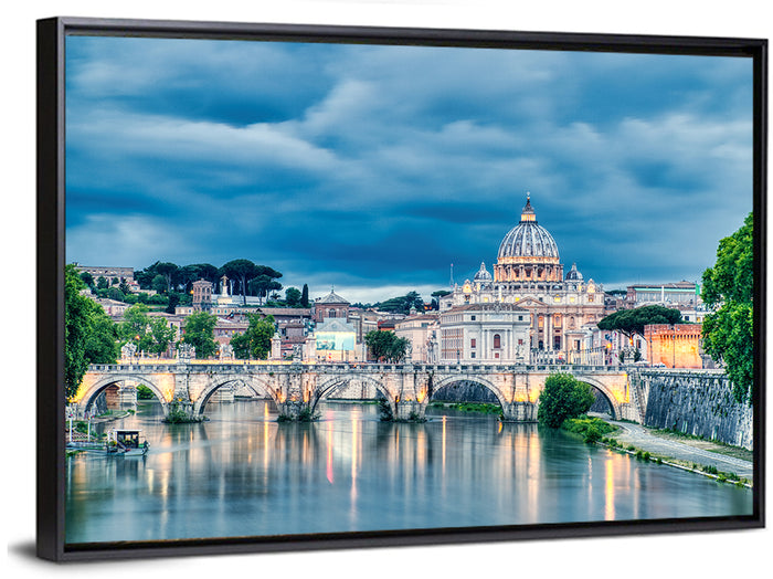 St Peter's Basilica at Dusk Wall Art as a framed canvas