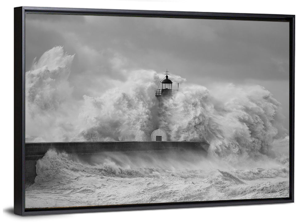 Douro River Storm Lighthouse Wall Art