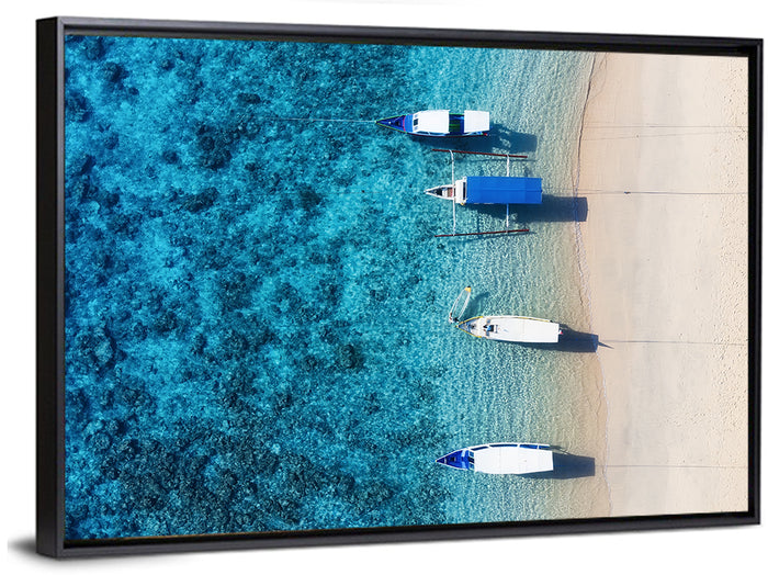 Gili Meno Aerial Seascape Wall Art as a framed canvas