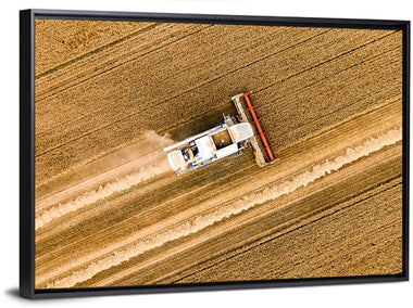 Aerial Combine Over Wheat Field Wall Art