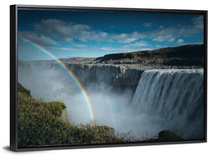 Dettifoss Waterfall with Double Rainbow Wall Art