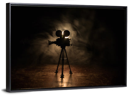 Backlit Vintage Movie Camera Wall Art