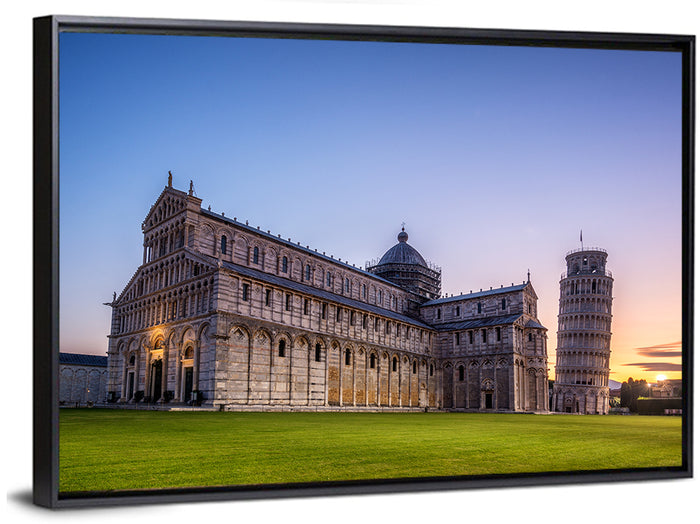 Leaning Tower of Pisa at Dusk Wall Art as a framed canvas