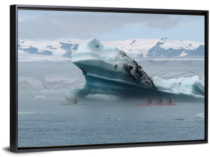Jökulsárlón Iceberg with Kayakers Wall Art