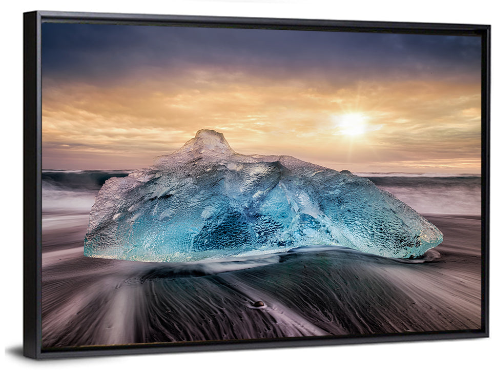 Diamond Beach Iceberg at Sunset Wall Art