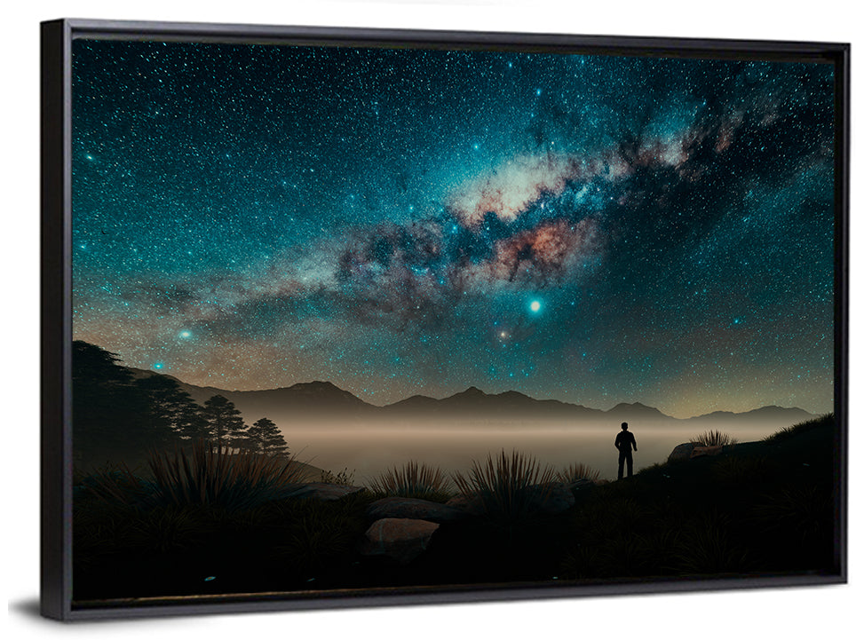 Milky Way Over Misty Mountain Ridge Wall Art