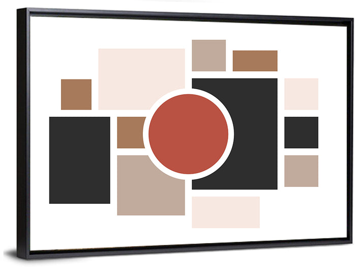 Terracotta Geometric Circle Composition Wall Art as a framed canvas