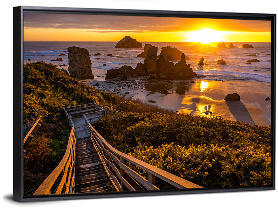 Bandon Beach Sunset Staircase Wall Art