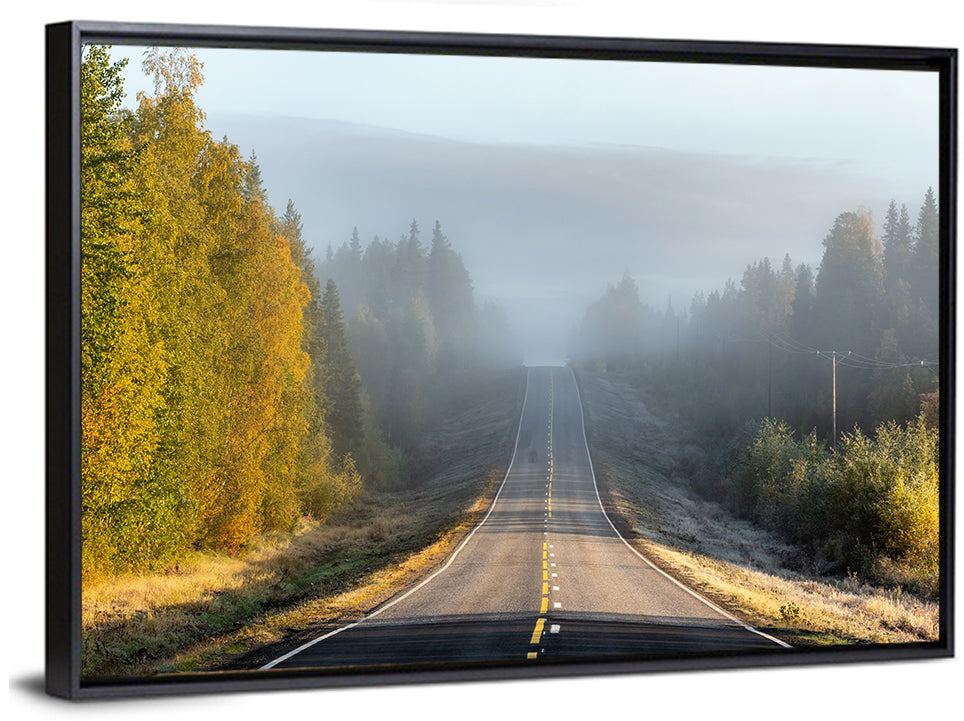 Misty Finnish Forest Highway Wall Art