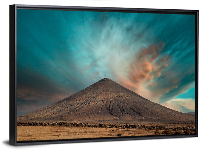 Volcanic Cone at Golden Hour Wall Art as a framed canvas