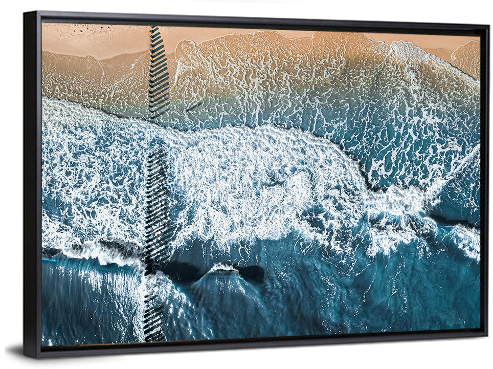 Aerial Pier Pilings Over Surf Wall Art