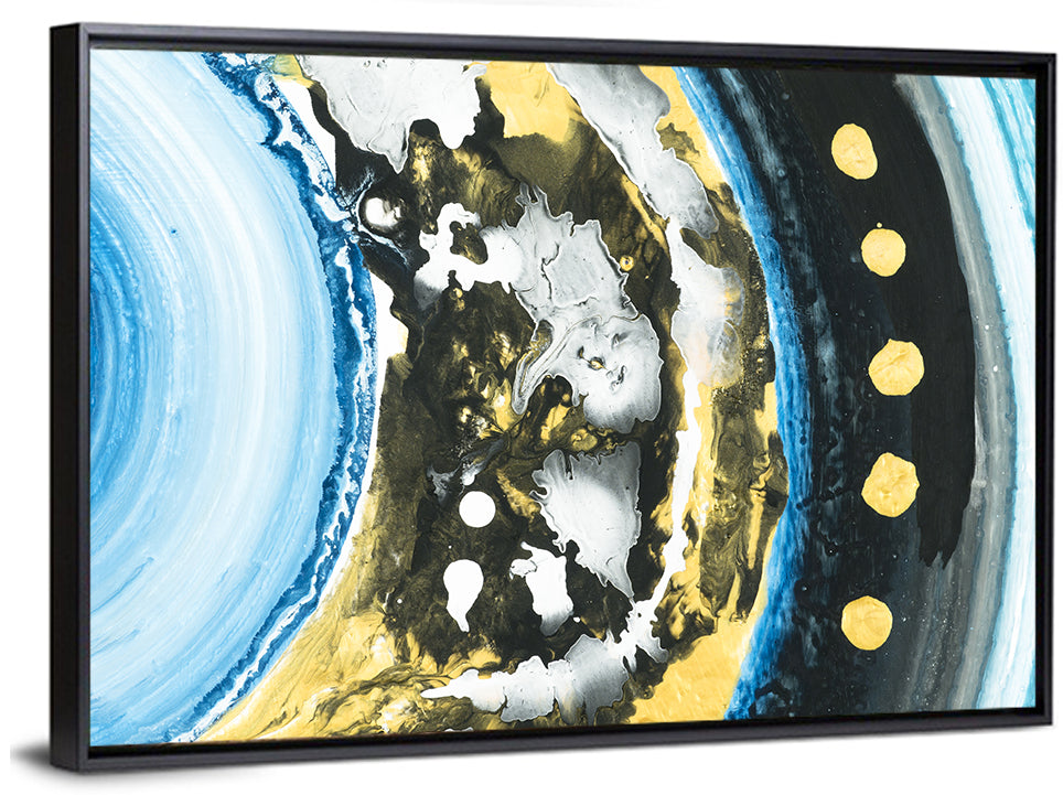 Planet Rings in Blue and Gold Wall Art