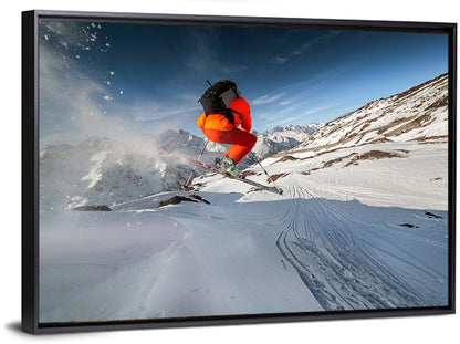 Skier Mid-air Jump Wall Art