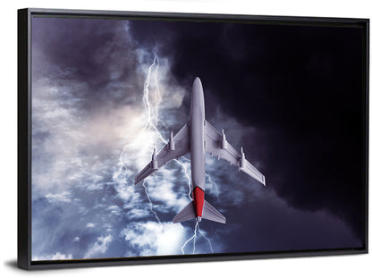 Red-tailed Airplane in Storm Wall Art