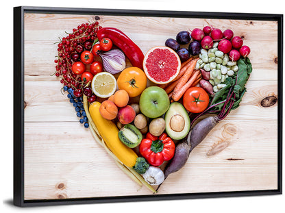 Heart of Fresh Fruits and Vegetables Wall Art