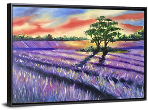 Lavender Field Sunset Wall Art