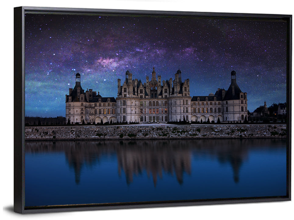 Château De Chambord Night Reflection Wall Art