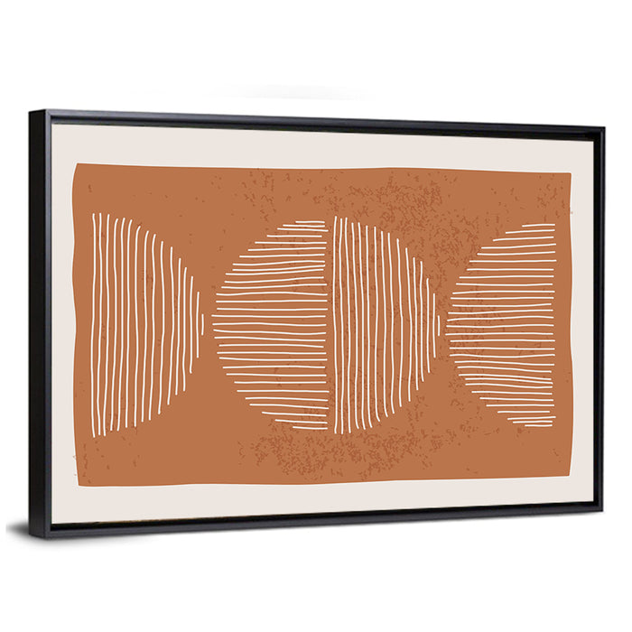 Terracotta Timelapse Circles Wall Art as a framed canvas