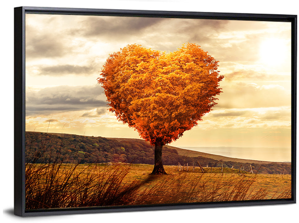 Heart Shaped Tree at Sunset Wall Art