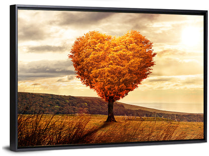 Heart Shaped Tree at Sunset Wall Art