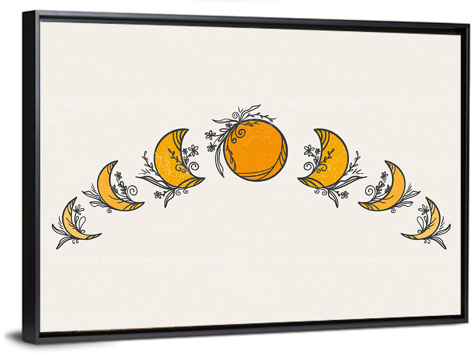 Lunar Phases Floral Arc Wall Art