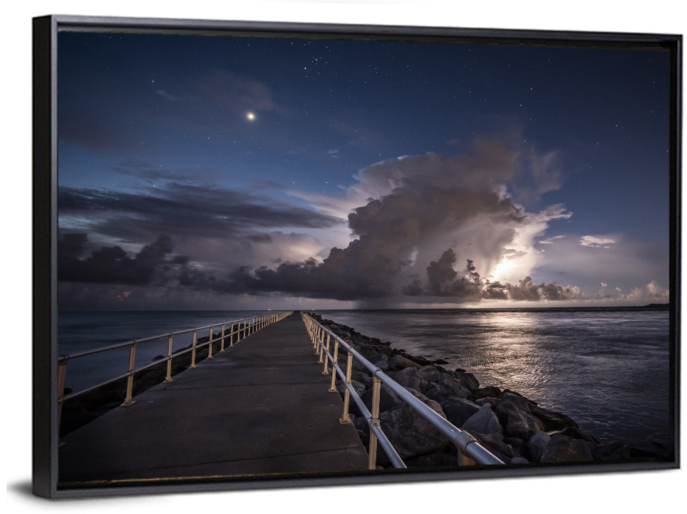 Storm Clouds Over Pier Wall Art