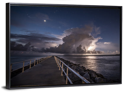 Storm Clouds Over Pier Wall Art