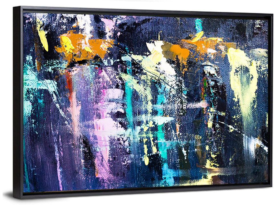 Impasto Waterfall in Blue and Purple Wall Art