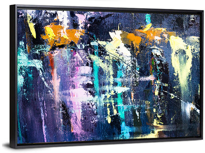 Impasto Waterfall in Blue and Purple Wall Art