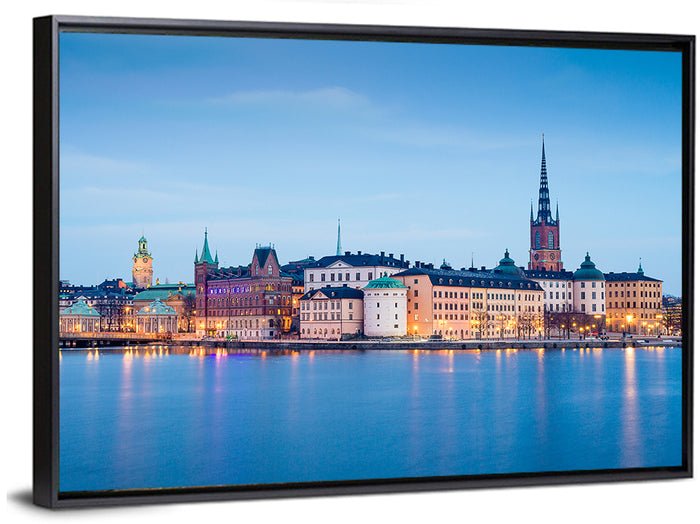 Twilight Over Riddarholmen Wall Art as a framed canvas