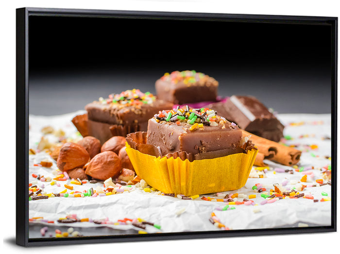 Chocolate Hazelnut Cookie Still Life Wall Art as a framed canvas