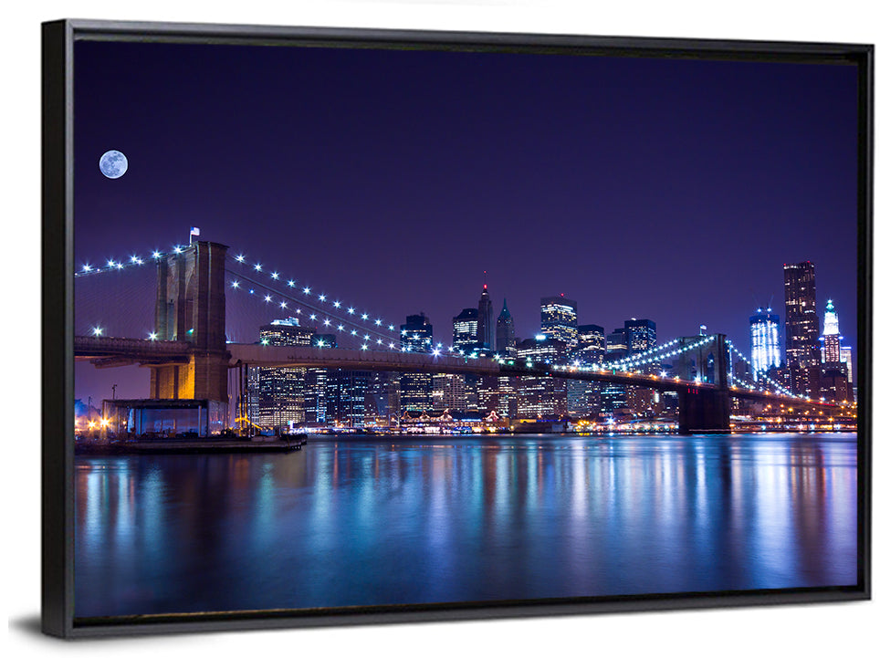 Brooklyn Bridge Moonlit Reflections Wall Art