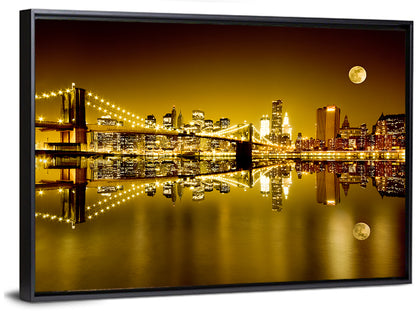 Brooklyn Bridge Moonlit Reflection Wall Art