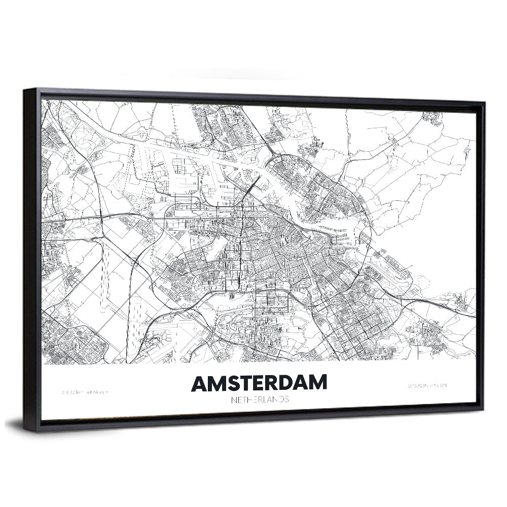 Amsterdam City Map Wall Art