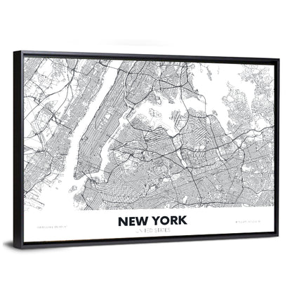 New York Street Grid Map Wall Art