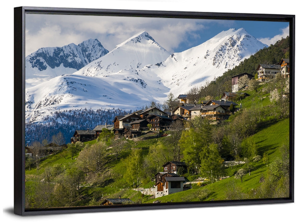 Saas-fee Alpine Village in Spring Wall Art