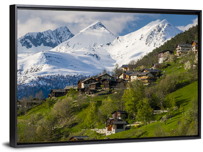 Saas-fee Alpine Village in Spring Wall Art