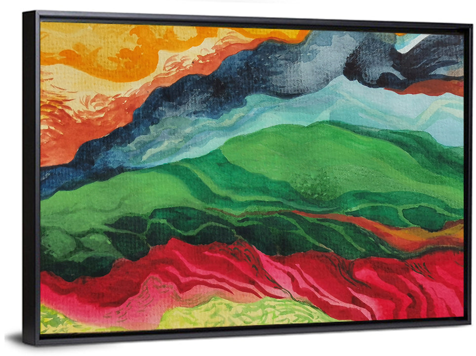 River Through Abstract Mountains Wall Art