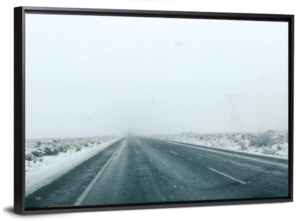 Foggy Winter Mountain Road Wall Art