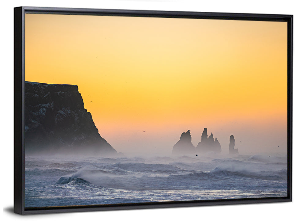 Dyrholaey Cliff with Reynisdrangar Sea Stacks Wall Art