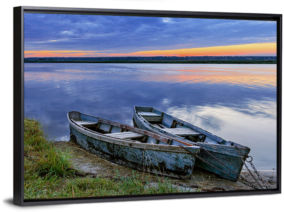 Chained Rowboats at Dusk Wall Art