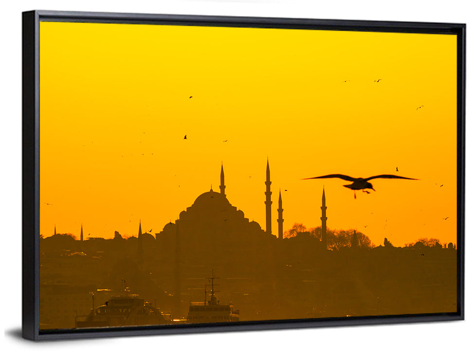 Süleymaniye Mosque Golden Hour Silhouette Wall Art