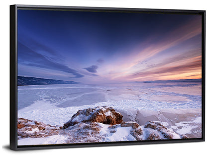 Frozen Lake Ice and Sunset Sky Wall Art