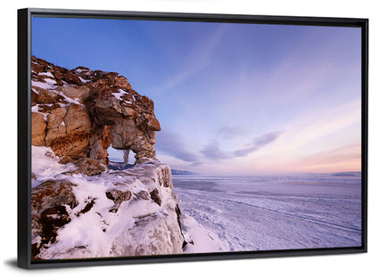 Lake Baikal Rock Arch at Winter Twilight Wall Art