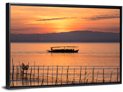 Albufera Sunrise Boat Silhouette Wall Art
