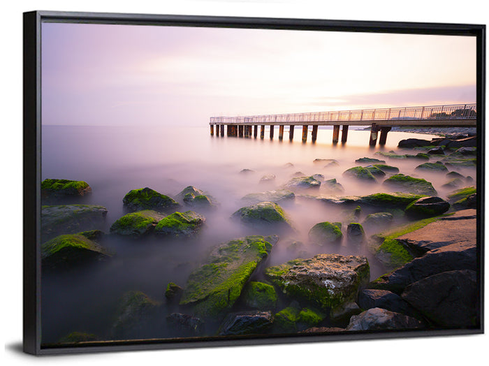 Florya Beach Pier at Lavender Dusk Wall Art as a framed canvas