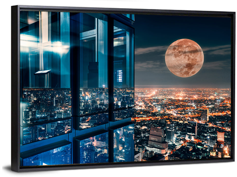 Bangkok Moonlit Skyline Wall Art