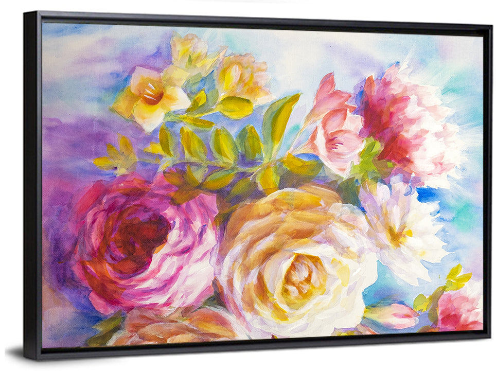 Painterly Peonies and Rose Bouquet Wall Art